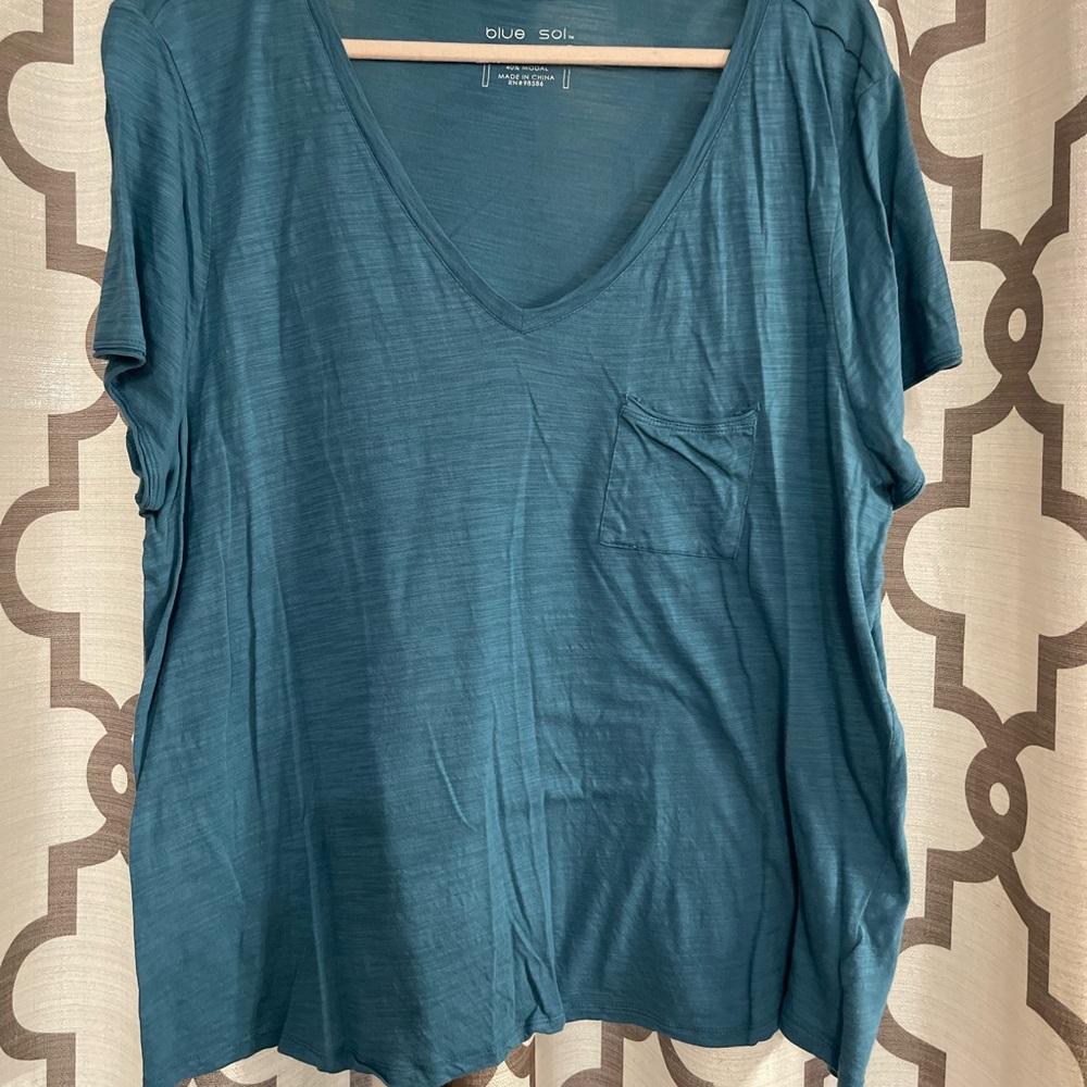 Women's Blue V-Neck Tee
